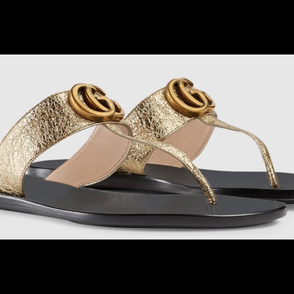 SOLD ON TRR- Gucci gold leather thong sandal